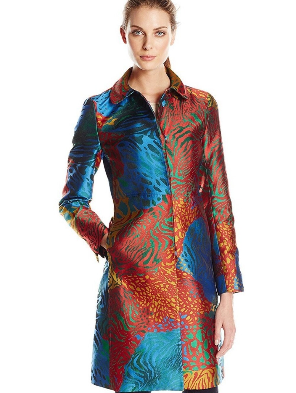 Anne Klein Bright Animal Print Coat
